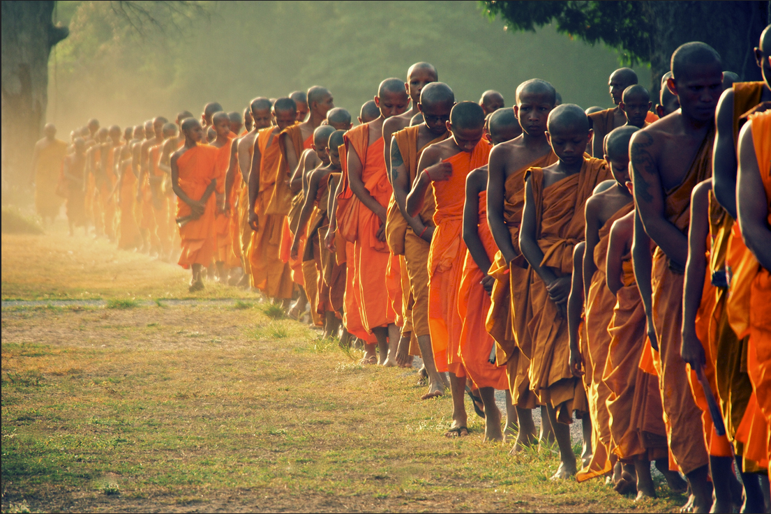 Monks Queuing up at Angkor Wat