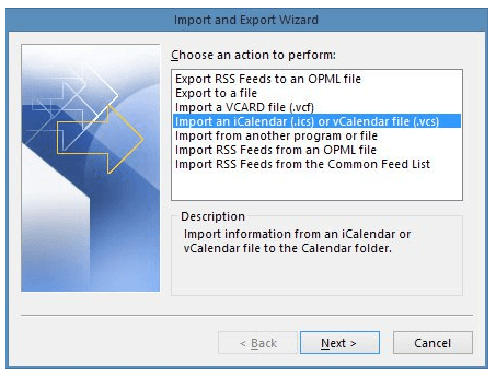 Importing ICS file into Outlook