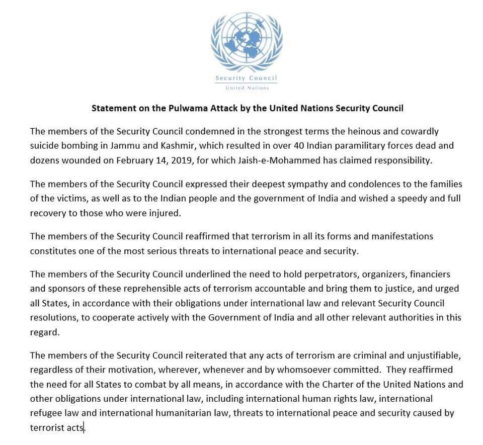 UNSC Pulwama statement
