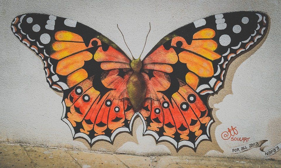 Butterfly, Graffiti, Wall, Painting, Mural, Spray Paint
